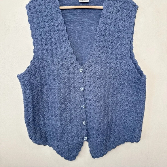 Koret City Blues Womens Large Cottagecore Ramie Blue Knitted Vintage Vest - Picture 8 of 13